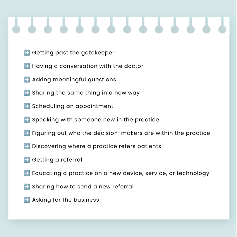 Graphic listing ways physician liaisons can advance relationships during referral office visits